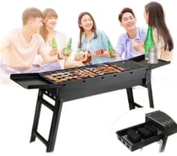 Linkforu - Buiten BBQ - Grill - Houtskool Barbecue - Rek - Gereedschap - Opvouwbaar – Draagbaar – Incl Hoes - Zwart - 60X22X33CM — thumbnail 3