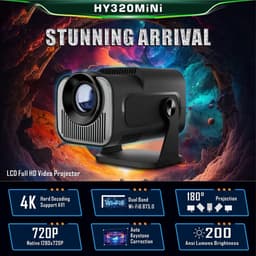 Mini Beamer - Mini Projector - 1920x1080P Full HD - 4K Ondersteuning - 160 Ansi - 12000 Lumen - Streamen Vanaf Je Telefoon / Tablet / PC / Laptop met WiFi & Bluetooth - Zwart — thumbnail 2