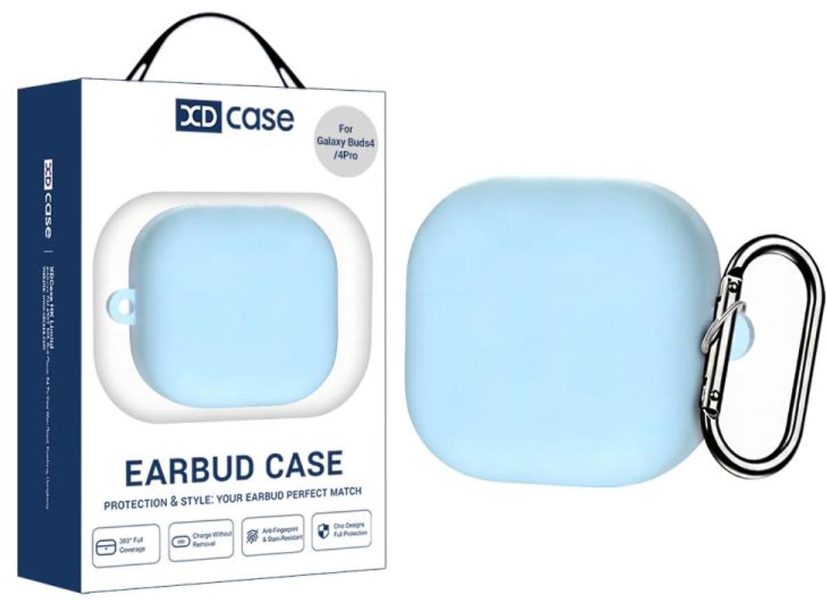 XDcase - hoesje geschikt voor Samsung Galaxy Buds 4 / 4 pro soft case cover - blauw - TPU hoesje Beschermhoes - Samsung Galaxy Buds 4 / 4 Pro Cover - Buds4 hoesje - gel hoesje met sleutelhanger — afbeelding 1