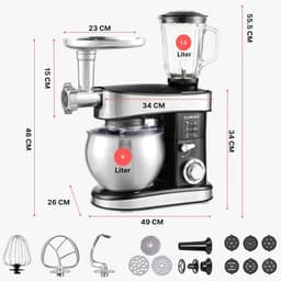 Krachtige 3-in-1 Keukenmachine met 2000W, Kneedmachine, Vleesmolen en Mixer — thumbnail 3