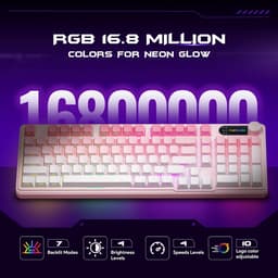 Furycube IP98 PRO - Mechanisch-Feeling Gaming Toetsenbord - 98 Toetsen - RGB Verlichting - Draadloos & Bedraad - 5000mAh Batterij - Roze — thumbnail 3