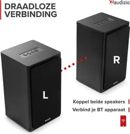 Draadloze speakers - Audizio BS20 speakerset - Luidspreker boxen met Bluetooth - Oplaadbare accu - Antraciet — thumbnail 3