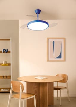 CREATE - Plafondventilator 40W stil met intrekbare bladen met licht - Ø91cm - Kobaltblauw - WIFI + afstandsbediening - WIND CLEAR STUDIO — thumbnail 4