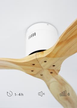 CREATE - Plafondventilator 40W silent 100% hout (Ø132cm) (ruimtes 10m²-25m²) - Wit / Licht hout - Geen licht - Controller voor wandmontage + afstandsbediening - WIND CALM NATURAL WOOD — thumbnail 2