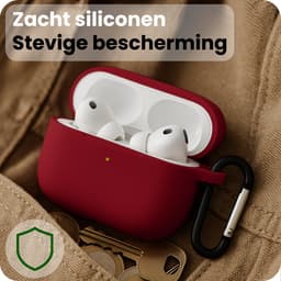 Case - Geschikt voor Apple Airpods Pro 3 - Siliconen Hoes met Clip - Silicone Hoesje Cover - Wijnrood — thumbnail 4
