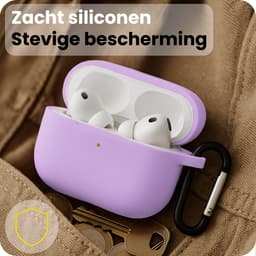 Hoesje Geschikt voor Apple Airpods Pro 3 - Siliconen Hoes met Clip - Silicone Case Cover - Lila — thumbnail 4