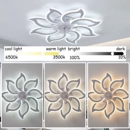 Moderne grote plafondventilator met dimbare verlichting en afstandsbediening — thumbnail 5