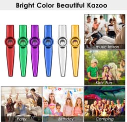 Kazoo - metaal Kazoo - 6 stuks gekleurde Kazoos - Kazoo fluit - muziekinstrument metaal — thumbnail 4