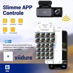 Gloovon® - Dashcam 4K Ultra HD - Met Achteruitrijcamera - Dashcam Auto - G-Sensor - 3.2 inch IPS Scherm - Nachtvisie - 170 wijdhoeklens - Wifi & App - Loop Recording — thumbnail 4