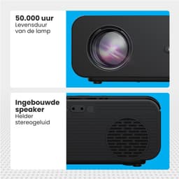 Auronic Beamer 10.000 Lumen - WiFi - 1080P Full HD - Streamen vanaf je telefoon - Smart Mini Beamer - HDMI-kabel - Afstandsbediening en Projectiescherm - Zwart — thumbnail 4