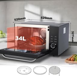 34 Liter 8-in-1 Magnetron met Grill en Hete Luchtfunctie - Multifunctionele Combimagnetron voor Gezond Koken en Snel Koken — thumbnail 4