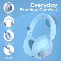 PowerLocus Orion - Koptelefoon Draadloos – Koptelefoon Bluetooth - met ENC Microfoon – 70 Uur batterijduur - Memory Foam Oorkussens - Wireless & met Aux kabel Mode – incl. Premium Case - Light Blue — thumbnail 3