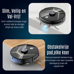 NexZone A8S - Robotstofzuiger Met Dweilfunctie - HEPA - Automatisch laden - 4500Pa - Huisdieren - Zwart — thumbnail 2