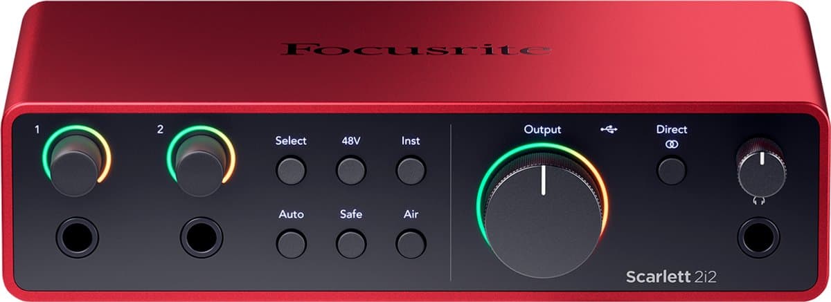 Focusrite Scarlett 2i2 (4e Generatie) – 2-in, 2-out USB-C Audio-interface – Professionele Opnamekwaliteit voor Zangers, Podcasters & Muzikanten — afbeelding 1