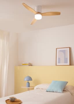 CREATE - Stille 40W plafondventilator met technische ABS bladen (Ø112cm) (ruimtes ≤10m²) - Wit/Licht houtlook - Met licht - Afstandsbediening - WIND CALM — thumbnail 5