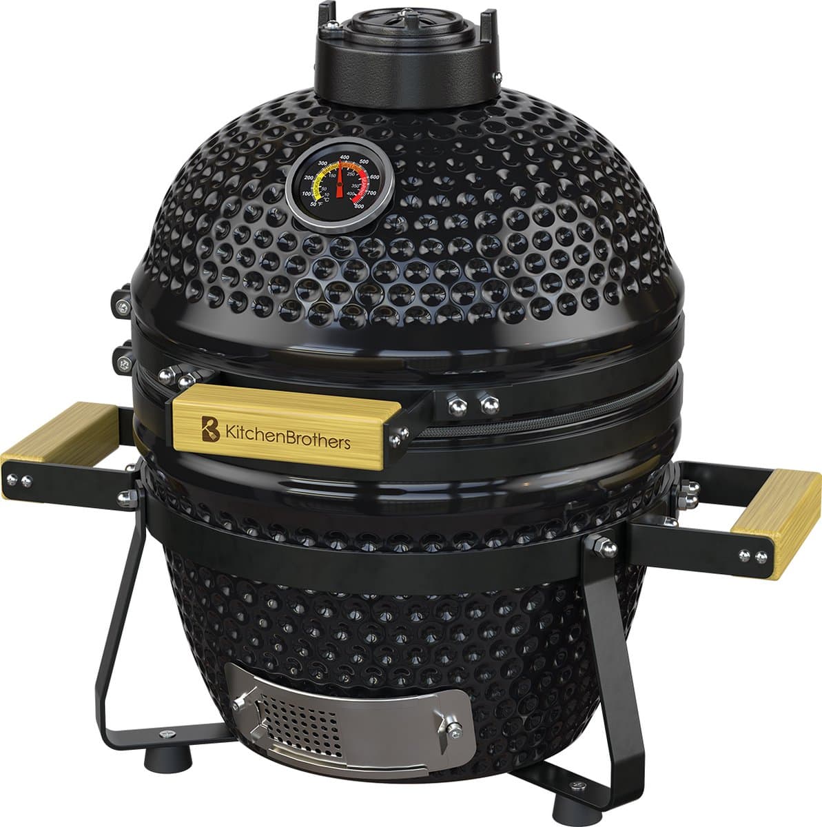 KitchenBrothers Kamado BBQ - 13 Inch Houtskool Barbecue - 27⌀ cm - PFAS-vrij - Deluxe Set - Egg BBQ met Accessoires inclusief Hoes - Vaderdag Cadeau - Zwart — afbeelding 1