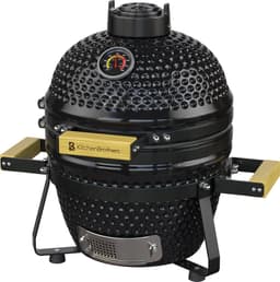 KitchenBrothers Kamado BBQ - 13 Inch Houtskool Barbecue - 27⌀ cm - PFAS-vrij - Deluxe Set - Egg BBQ met Accessoires inclusief Hoes - Vaderdag Cadeau - Zwart — thumbnail 1