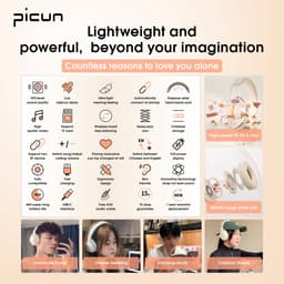 Picun B-01S draadloze koptelefoon/hoofdtelefoon – call pick-up - Ingebouwde HD-microfoon – dual devices connected - zwart — thumbnail 4