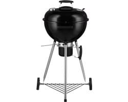 Mustang Gourmet Kettle Houtskoolbarbecue – Ø 43,5 cm – Compacte BBQ met thermometer, RVS grillrooster, asopvang en wielen – Voor tuin, of camping – Stijlvol geëmailleerd staal