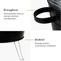 Cheqo® Tafelbarbecue Houtskool - Tafel Barbecue - BBQ Tafelmodel - Houtskoolbarbecue - Compacte BBQ voor Camping of Park - 35 cm - RVS - Lichtgewicht — thumbnail 4