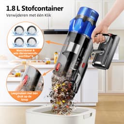 Elekiatech - Steelstofzuiger Draadloos - 70000Pa - 70 Min - 2200 mAh Accu - Blauw — thumbnail 5