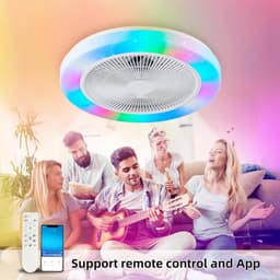RGB Plafondventilator - 8 Kleuren - Dimbaar - Afstandsbediening & APP - Bluetooth - Smart Lamp - 50 cm - Wit - Woonkamer Lamp — thumbnail 4