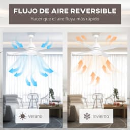 Bovista Plafondventilator - Met Verlichting - Plafond Ventilator - Met Lamp - Plafonniere Met Ventilator - Met Licht - Wit - 130cm — thumbnail 2