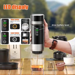 Draagbare koffiemachine,-de nieuwste upgrade van de derde generatie-3-in-1 elektrische espressomachine-12V oplaadbare espressomachine-voor kantoor-reizen-thuis- compatibel met espresso-capsules en gemalen koffie — thumbnail 5