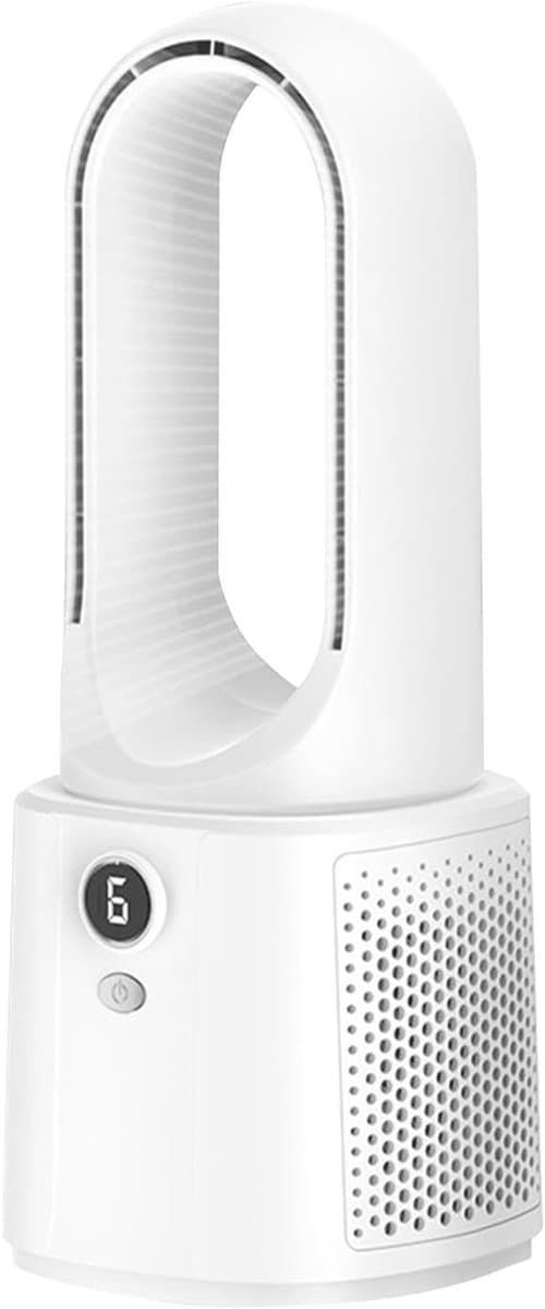 Bladeless draagbare ventilator, USB-stille oplaadbare kleine ventilator, energiezuinige, verstelbare timer, met nachtlampje 6-traps demptafel, slaapkamer bladloos, oscillerende towe — afbeelding 1