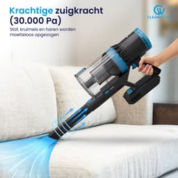 CleanWise Rita + Extra accu - Steelstofzuiger Draadloos met Kruimeldieffunctie – Zonder Zak op Accu – 30kPa Zuigkracht – Groene Laser – HEPA 14 Filter – Lichtgewicht 1,5 kg – Tot 60 Min Accuduur – Voor Huisdierharen – Nederlands Product — thumbnail 5