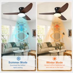 Rosnek Plafondventilator met Verlichting - 100 cm Diameter Smart Lamp met Afstandsbediening & App - 6 Windsnelheden, 3 Kleurtemperaturen - Plafond Ventilator Lamp met Timer, Landelijke Stijl voor Slaapkamer, Woonkamer & Terras — thumbnail 4