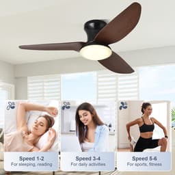 Rosnek Plafondventilator met Verlichting - 100 cm Diameter Smart Lamp met Afstandsbediening & App - 6 Windsnelheden, 3 Kleurtemperaturen - Plafond Ventilator Lamp met Timer, Landelijke Stijl voor Slaapkamer, Woonkamer & Terras — thumbnail 5