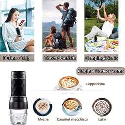 Draagbare espressomachine, geschikt voor capsules en gemalen koffie, handmatig bedienbaar reiskoffiezetapparaat, minikoffiezetapparaat, klein draagbaar koffiezetapparaat, voor kamperen, wit reizen — thumbnail 5