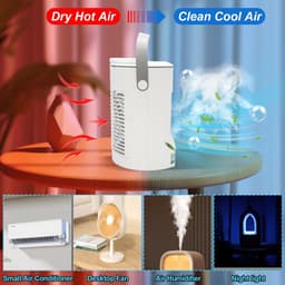 Mobiele airco zonder afvoer-mobiele airco zonder slang-3-in-1 mini-afvoerloze draagbare airconditioner-mobiele airco voor slaapkamer-3 windsnelheden, grote watertank, luchtkoeler voor slaapkamer, thuiskantoor-wit — thumbnail 5