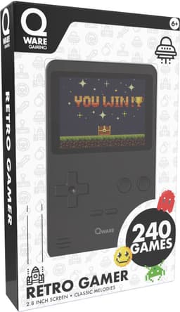 Qware - Retro Gamer - Retro Spelcomputer - Retro Console - Mini Spelcomputer - 2.8 inch - 8-Bit - 240 Games - Klassiek - Nostalgie - Spelletjes - Zwart — thumbnail 2