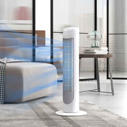 CORE Torenventilator - Ventilatorkolom - Met 3 Snelheden - Oscillerende Ventilator 70° - Compact & Stil - 45W - 27x27x75cm - Wit — thumbnail 5