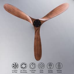 HAUSS SPOLE Ventilator – 52 Inch Zonder Licht Met 6 Snelheden – 132 Cm – ABS – Zwart En Donker Walnoot – Voor Binnen En Buiten – Met Afstandsbediening — thumbnail 5