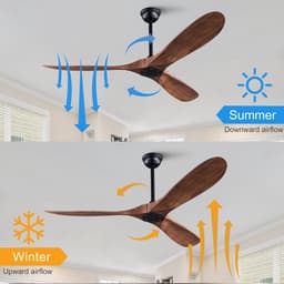 HAUSS SPOLE Ventilator – 52 Inch Zonder Licht Met 6 Snelheden – 132 Cm – ABS – Zwart En Donker Walnoot – Voor Binnen En Buiten – Met Afstandsbediening — thumbnail 3