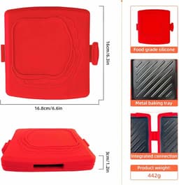 Magnetron Broodrooster - Snackmaker Keuken - Snelle Maaltijden - Vaatwasmachinebestendig - Compact Ontwerp - Rood — thumbnail 5
