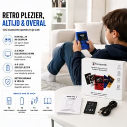 FivesquareNL Retro Handheld Game Console – 400 Spellen – USB Oplaadbaar – 2.4 Inch Kleurenscherm – Draagbare Spelcomputer voor Kinderen & Volwassenen – Blauw — thumbnail 5