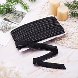 25m franje trimmen 25mm - Polyester kwastje lint zwart voor DIY latin jurk - Naaien accessoires — thumbnail 4