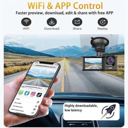 Dubbele dashcam voor in de auto, voor- en binnenkant, autobeveiligingsvideorecorder met audio, 1080P, voertuigcamera, plug-and-play, WDR, nachtzicht, automatische vergrendeling met G-sensor, 2 inch scherm（Met 16G geheugenkaart） — thumbnail 2