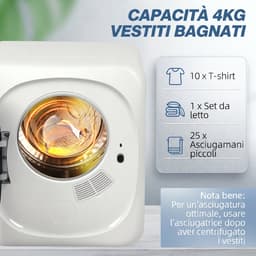 ECTEATOY® Mini wasdroger - Compacte droger - 5 programma's - Wit 4 kg 800W — thumbnail 3