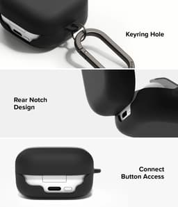 Ringke Silicone Hoesje Geschikt voor Samsung Galaxy Buds 4 / 4 Pro - Siliconen Cover - Karabijnhaak - Case Zwart — thumbnail 5