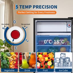 Triumpunpre Mini Koelkast 90L met RVS Deur - Drankkoelkast Grote Minibar Stil 41dB - Energie Label E - 5 Standen Temperatuur 0°C-18°C - Links/rechts Draairichting - Verstelbare Poot - Vrijstaande Koelkaast - Ruime Inhoud voor Kantoor of Thuis — thumbnail 5