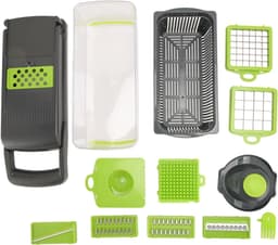 Groentenhakker Multifunctioneel - Keukenmachine Versnipperaar - Snel Ingrediënten Snijden - Volledig Accessoirepakket - 33 x 12 x 12 cm - Groen — thumbnail 1
