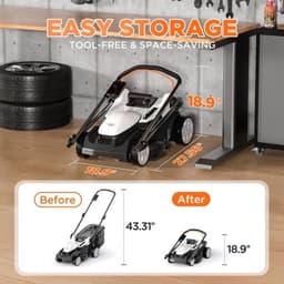 Accugrasmaaier – Elektrische Grasmaaier – Duwmaaier – Maaier – Tuingereedschap – Borstelloze Motor – 37 cm Maaibreedte met 40L Opvangbak — thumbnail 4