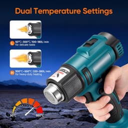 Hot Air Gun, Battery, Hot Air Gun with 2 x 4.0 Ah Battery, 50-550 °C, Plastic Welding Machine, Wireless, with 5 - ShopVlot — thumbnail 2