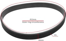Aandrijfriem 7PJ451 - Vervangende rubberen timingriem - Duurzaam en flexibel - Ideaal voor Bosch Rotak 320 - m-winkel — thumbnail 3