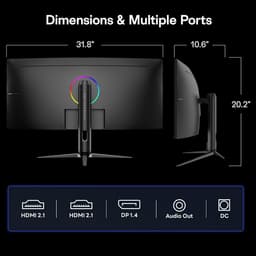 KOORUI 34-inch Gebogen Gaming Monitor G3441XC – WQHD 3440×1440 – 240Hz – VA – 1500R – HDR400 – 1ms MPRT – HDMI 2.1 & DP 1.4 - Zwart — thumbnail 3